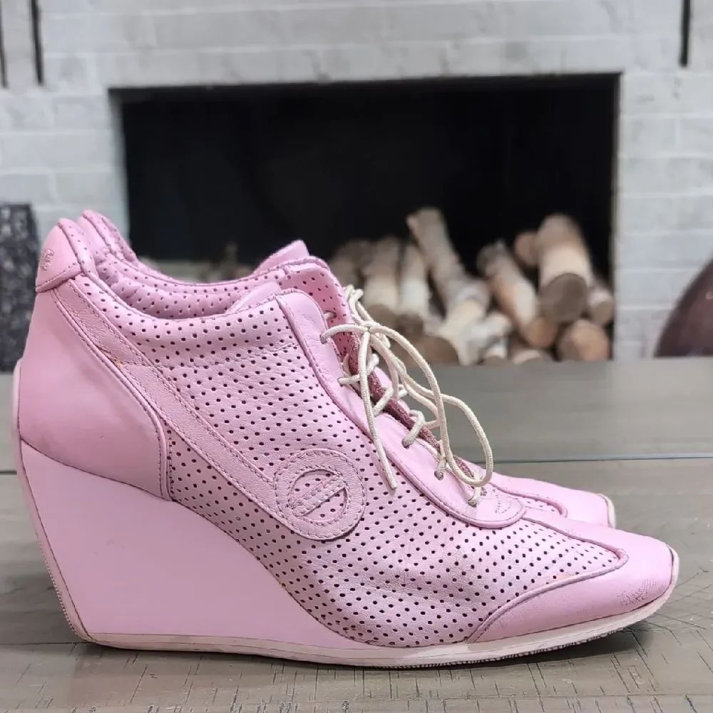 Vintage No Name Flyer Jogger Pink Wedge Sneakers Sz 40